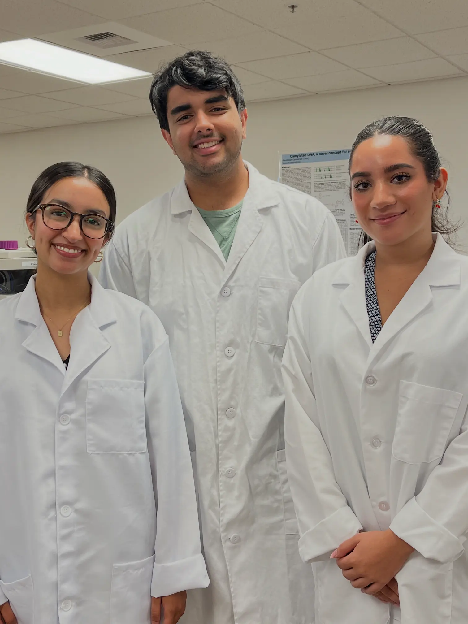 Research team collaborating in laboratory